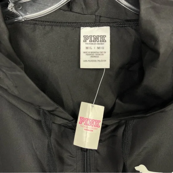 Pink Victoria's Secret Anorak Raincoat Pullover Windbreaker Rain Jacket Hoodie L - Picture 5 of 10